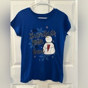 Holiday Time Royal Blue women’s Snowman Graphic Tee